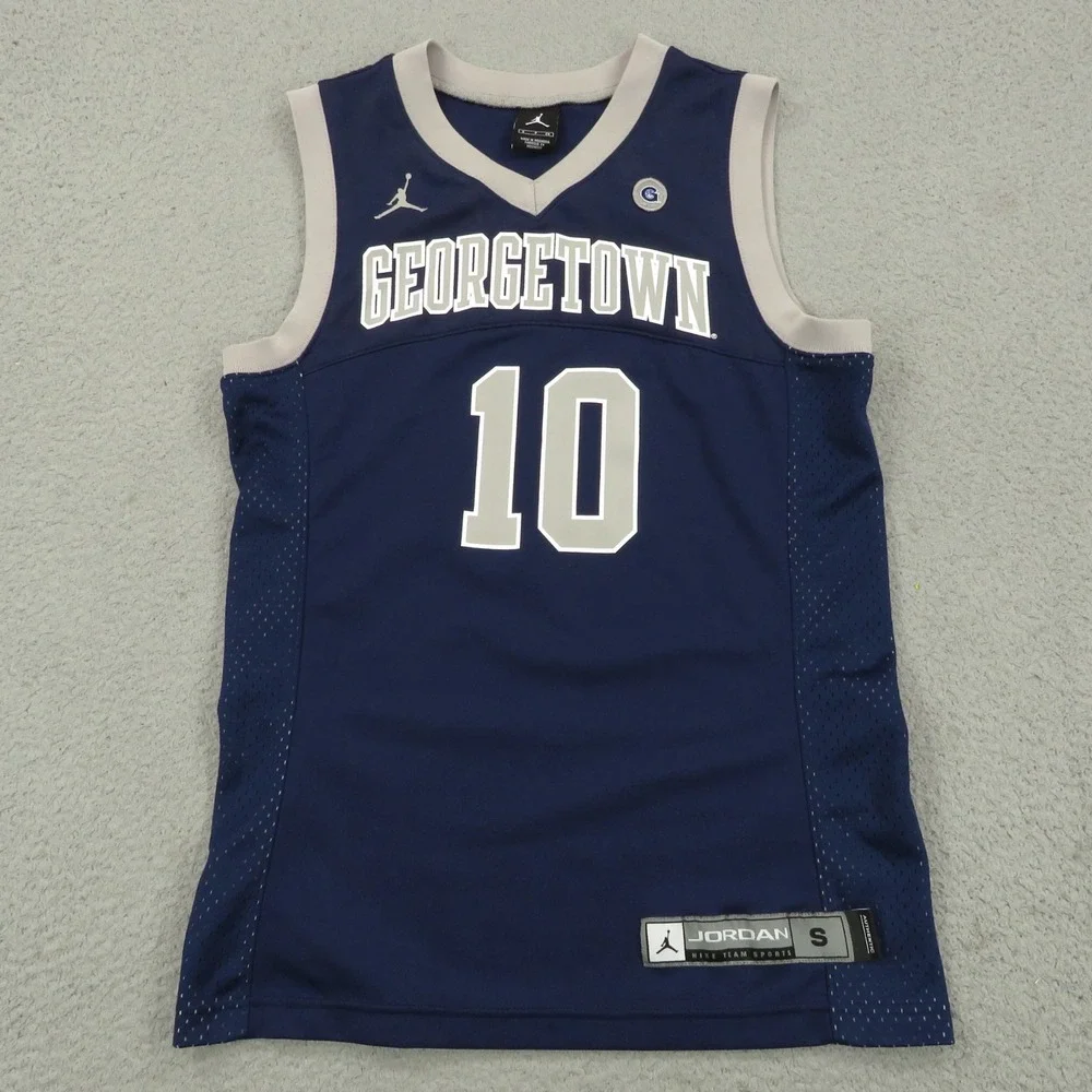 Nike Air Jordan Georgetown Hoyas Jersey Mens Small Blue Grey Greg Monroe 10